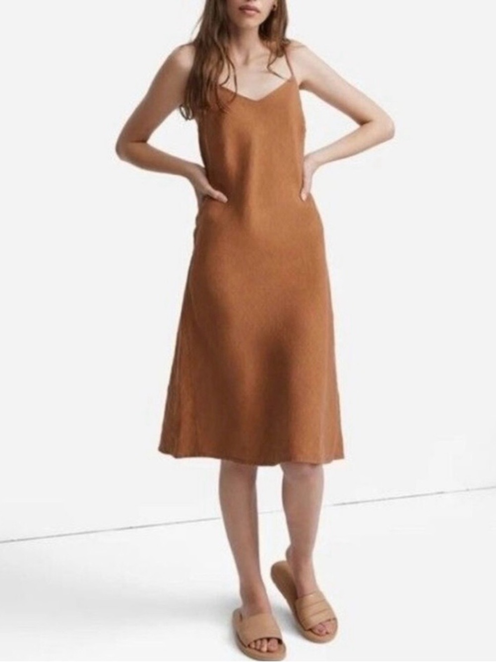 MATE the Label Linen Slip Midi Dress in Sedona